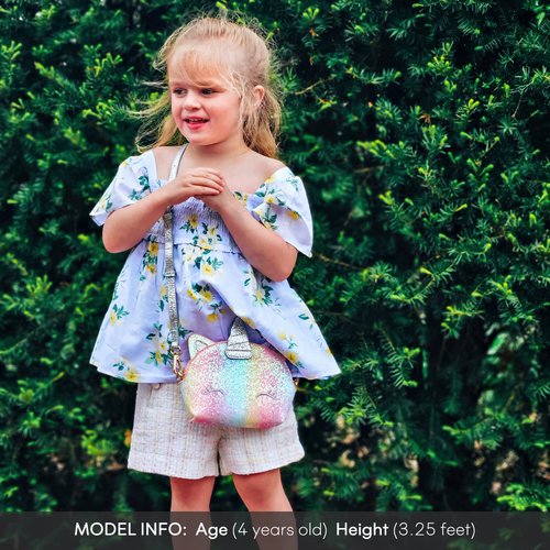 mibasies Unicorn Gifts Kids Purse for Little Girls Toddlers Mini Crossbody Bag Pink Blue Glitter