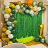 CANREVEL 2 Pack 3.3x8.2 Feet Laser Green Foil Fringe Backdrop Curtains, Tinsel Streamers Birthday Party Decorations, Fringe Backdrop for Jungle Safari Tropical Party Christmas Decorations