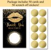 Haizct 50 Pack Thank You Blank Gift Certificate Scratch Off Cards for Small Business, Spa Beauty Makeup Hair Salon, Bridal Shower, Baby Shower, Country Wedding (Golden lip gloss)-GK095