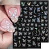 4 Sheets Holographic Laser White Butterfly Nail Stickers,Y2K Luxury Aurora Butterflies Star Nail Art Stickers 3D Sun Moon Flame Heart Nail Decals for Women Nail Decor Nail Designs Nail Accessories