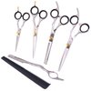 Japanese Steel Hair Cutting Shears - Salon Quality hair Scissors Set With 3 barber Shears 4.5, 6, 7 Inch, 1 Thinning Scissor 7 Inch, 1 Hair Razor, 1 Comb - Barber Student Kit (POLISH)