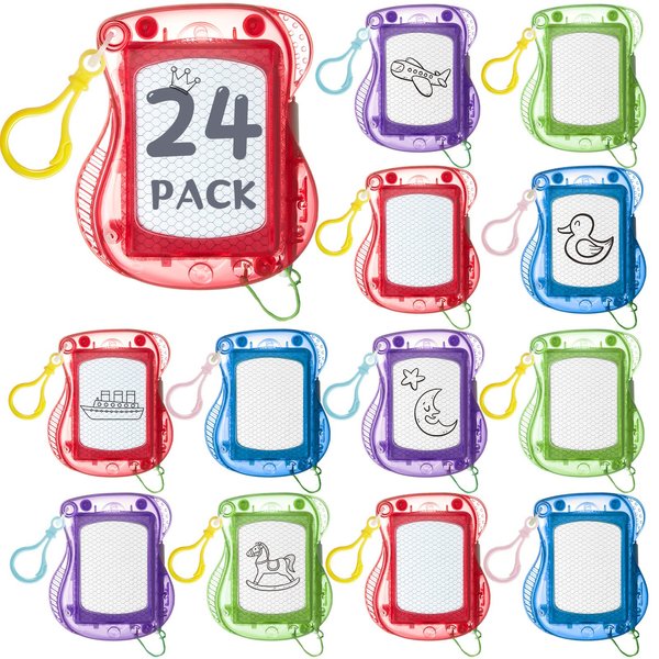 24 Pcs Mini Magnetic Drawing Boards Doodle Board for Kids Backpack Keychain Clip Drawing Board Erasable Sketch and Painting Pad for Classroom Rewards Party Favors Goodie Bag Stuffers (Bear)