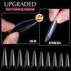 krofaue 500PCS Stiletto Nail Tips Extra Long Nails Clear Nail Tips 10 Sizes Half Cover Nail Tips XL Stiletto Shape Nail Tips Artificial Acrylic Nails Pointed Press On Nails with Box for Nail Salon DIY