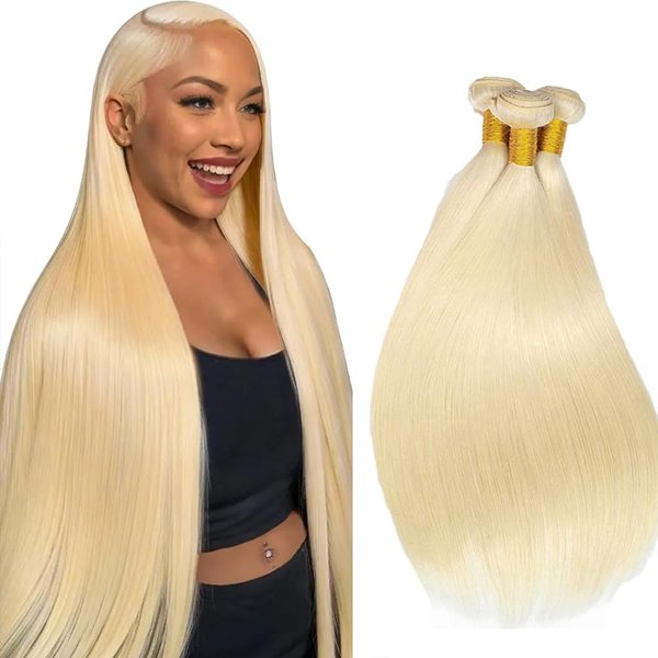Blonde Human Hair Bundles 613 Straight Bundles 34 34 34 Inch 8A Grade Brazilian Virgin Human Hair 3 Bundles Blonde Straight Human Hair Bundles Double Weft Hair Extensions 300g
