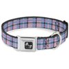 Buckle-Down Seatbelt Buckle Dog Collar - Mini Houndstooth Gray/Baby Blue/Pink - 1" Wide - Fits 11-17" Neck - Medium