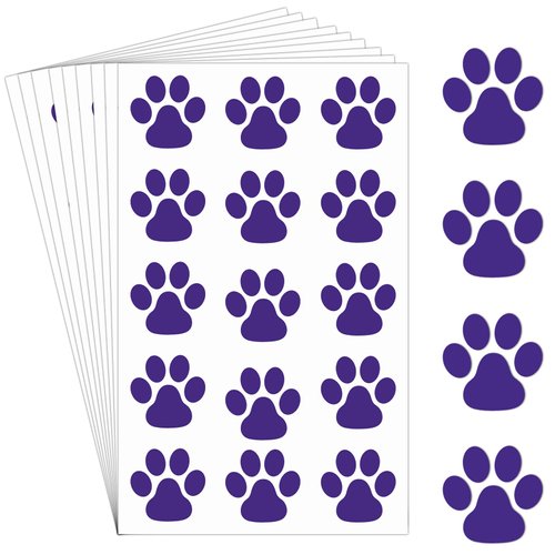 Harloon 20 Sheets 300 Pcs Paw Prints Temporary Tattoos Paws Foot Temporary Tattoo Removable Dog Paw Tattoo Stickers for Women Face Body Arm(Purple)