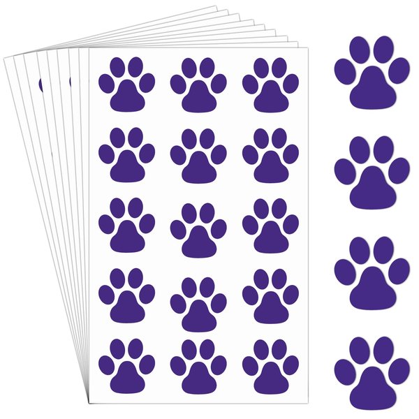 Harloon 20 Sheets 300 Pcs Paw Prints Temporary Tattoos Paws Foot Temporary Tattoo Removable Dog Paw Tattoo Stickers for Women Face Body Arm(Purple)