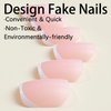 White French Tip Press on Nails Short Square Fake Nails Mirror Acrylic Glue on Nails Reusable Stick on Nails for Women DIY Manicure Design