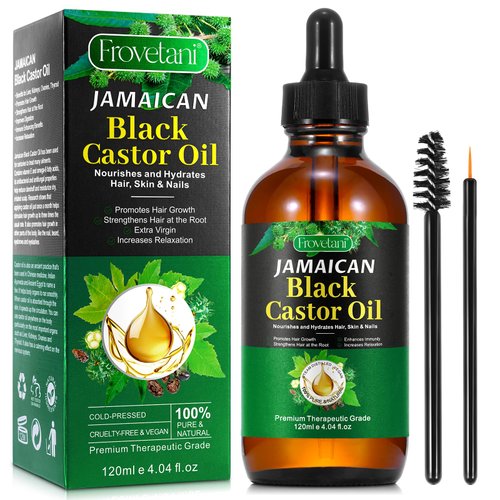 Jamaican Black Castor Oil, Organic Castor Oil for Hair Growth, Cold Press Unrefined, Thicker Eyelashes and Eyebrows, Massage Oil for Aromatherapy 120ML
