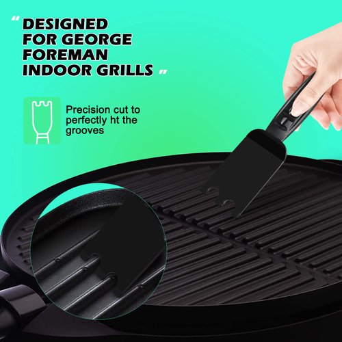 Nomiou 2 Pack Spatula Scraper for George Foreman Indoor Grills,Grill Cleaner Tool with Ergonomic Handle – Heat Resistant Tool for Panini Grill Press