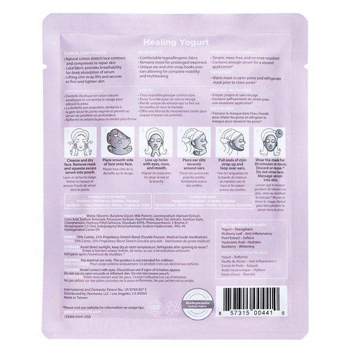 DERMOVIA LACE YOUR FACE Patented Compression Facial Mask, AS SEEN ON SHARK TANK, Reusable Biodegradable Cotton Anti Aging Skin Care, Healing Yogurt Milk, Single