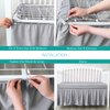 Crib Bed Skirt Grey 4 Sides Pleated Dust Ruffle Bed Skirt, Adjustable Nursery Crib Bedding for Baby Girls or Baby Boys, Fit All Standard Crib Toddler Bed Skirts Machine Wash