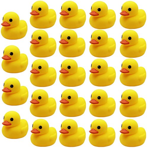 umbresen Yellow Rubber Ducks Preschool Bath Toys Bathtub Duckies Gift for Baby Shower Infants Toddlers Car Pool Float Halloween Adults Party Favors Carnival Decorations (Mini Yellow 1.8''-24pcs)