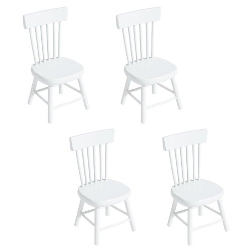 PH PandaHall 4pcs Dollhouse Furniture Chairs 1/12 Miniature Chairs Mini Wood Chair Tiny Furniture Model Chair for Wedding Christmas Dollhouse Dinning Room Home Decor Photography Props 1.5x1.6x3.3inch