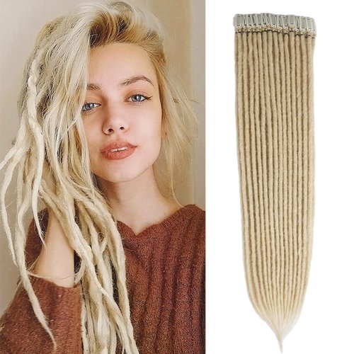 Kyriena Blonde Clip in Braids Hair Extensions, 6PCS Clip in Dreadlock Hair Extensions Baby Braids, 24 Inch Long SE Synthetic Braided Hairpieces