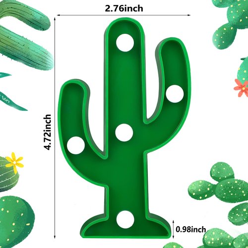 Jutom 4 Pieces LED Cactus Light Mexican Party Decorations Cactus Night Decor Cinco De Mayo Decorations Cute Lamp for Table Kids' Room Bedroom Party Decorations(Novel Cactus, 4.72 x 2.76 Inch)
