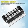 Joinfworld 35A Terminal Block 6 Position Screw Terminal Strip Dual Row with Cover & 6 Position Pre-Insulated Terminal Jumper Block -2pcs