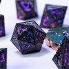 UDIXI Metal DND Dice Set, 7PCS Polyhedral D&D Dice Set Dragon d and d Dice with Gift Box for MTG Dungeons and Dragons Role Playing Games (Purple Sequins)