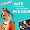 BOBISUKA Face Painting Kit for Kids - 16 Colors Water Based Body Face Paint Includes Brushes,Sponges,Glitters,Gem Sheet,Instructions,Stencils for Halloween Party Costume SFX Makeup