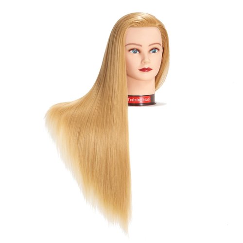 Traininghead 26"-28" Mannequin Head Hair Styling Training Head Manikin Cosmetology Doll Head Synthetic Fiber Hair Hairdressing Training Model with Clamp Stand (1813W2720)