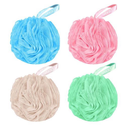 Yoget 4 Pack Shower Loofah Sponge, 4 Bright Color 60G Bath Sponge,Exfoliate, Cleanse, Soothe Skin