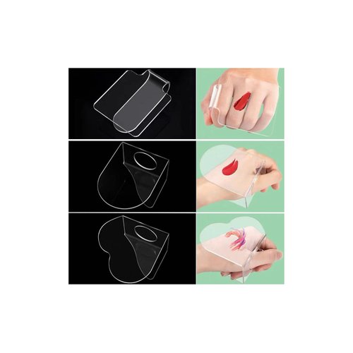 Kussiny, 6 Pack Makeup Hand Acrylic Mixing Palette Mixing Tray with Spatulas for Mixing Foundation 3 Styles