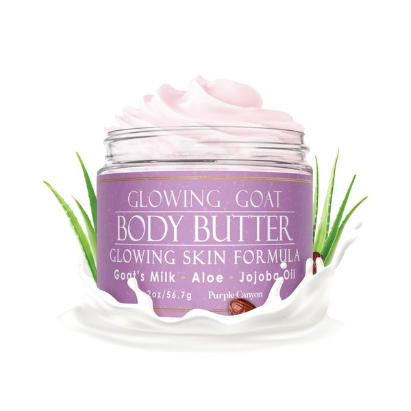 PURPLE CANYON Glowing Goat 2oz Mini Whipped Body Butter | Lavender, Rose & Cedar Infused with Goat Milk, Jojoba Oil & Aloe Vera | Natural Moisturizing Butter for Skin Care