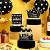 Skylety 6 Pcs Happy Birthday Party Decorations Black Gold Table Toppers Party Supplies Birthday Honeycomb Table Centerpieces Reusable Elegant for Men and Woman Birthday Party Supplies