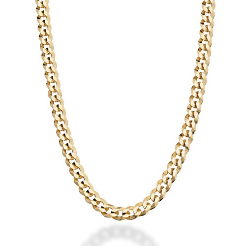 Miabella Solid 18K Gold Over 925 Sterling Silver Italian 5mm Diamond-Cut Cuban Link Curb Chain Necklace for Women Men, Made in Italy (22 Inches (men's average length))