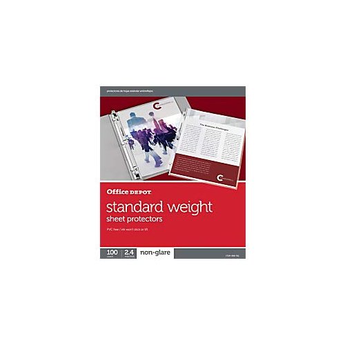 Office Depot Top-Loading Sheet Protectors, Standard Weight, Non-Glare, Box of 100, 498761