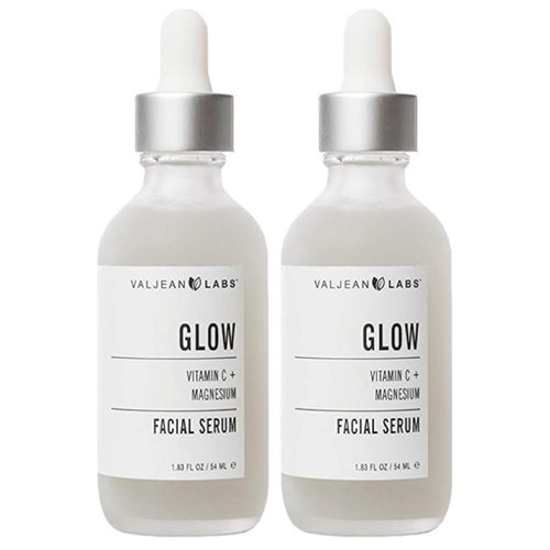 Valjean Labs Facial Serum, Glow | Vitamin C + Magnesium | Helps to Brighten and Clear Skin, Even Tone and Prevent Wrinkles | Paraben Free, Cruelty Free, Made in USA (1.83 oz, 2 Pack)