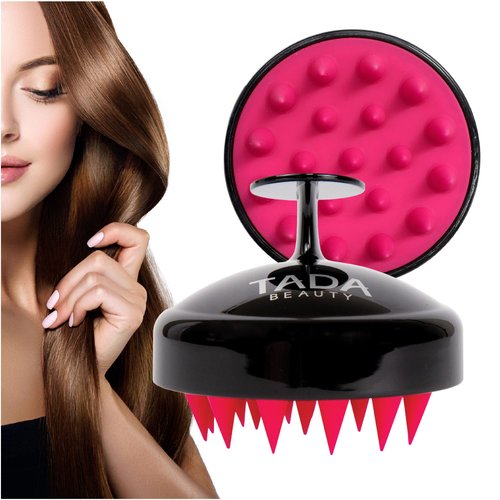 TADA BEAUTY Scalp Massager Hair Shampoo Brush Shower Scalp Scrubber l Head Massager for Hair Growth for Women, Men and Kids (Black & Pink)