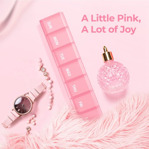 AUVON Weekly Pill Organizer with Upgraded Open Design, Portable Pill Box 7 Day BPA-Free, Cute Pill Case for Vitamins, Supplements and Medications