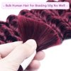 Burgundy Braiding Hair 100g Deep Wave 2 Bundle Bulk Human Hair for Braiding Deep Curly 100% Remy Human Hair Extensions for Boho Curly Wave Braids 99J Red Braiding Hair (99J, 28 Inch)
