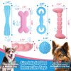 Angecado 6 Pack Puppy Chew Toys for Teething, Interactive Pink Blue Small Dog Enrichment Toys for Small Medium Dogs Soft Rubber Puppy Teething Toys Dog Toy Pack for Small Puppies
