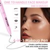 HOSAILY 4 in 1 Makeup Pen, 4 Colors Eyeliner Eyebrow Lip Liner Highlighter All in One Beauty Makeup Pen, Waterproof Long-Lasting Multifunctional Travel Portable Makeup Pen with 4 Replacement Refill