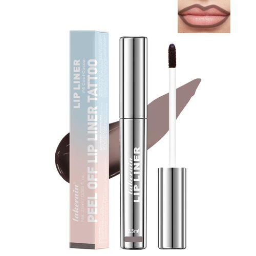 Peel Off Lip Liner Stain, Long Lasting Waterproof Lip Liner Tattoo Stain, Transfer-Proof, High Pigmented Color Lip Tint Stain with Matte Finish, All-Day Stay Lipliner Makeup for Women, Cool Cocoa