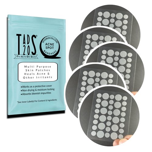 5pk [180] Acne Dot Pimple Patches [SM/LG] Cystic Acne Patch, FACE Spot Dots, Zit Stickers, Mask Acne, Maskne, Hydrocolloid Bandages, tads20