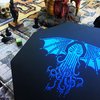 Fantasydice-Cthulhu Tome-Blue- Dice Tray - 8" Octagon with Lid and Dice Staging Area- Holds 5 Sets(7 Dice Set/Standard) for All Tabletop RPGs Like D&D, Call of Cthulhu, Shadowrun.