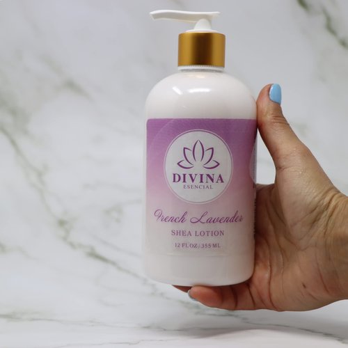 Divina Esencial Calming French Lavender Hand Lotion, Shea Butter, 12oz (Pack of 2) with Pure Essential Oils, Coconut Oil, Aloe Vera.