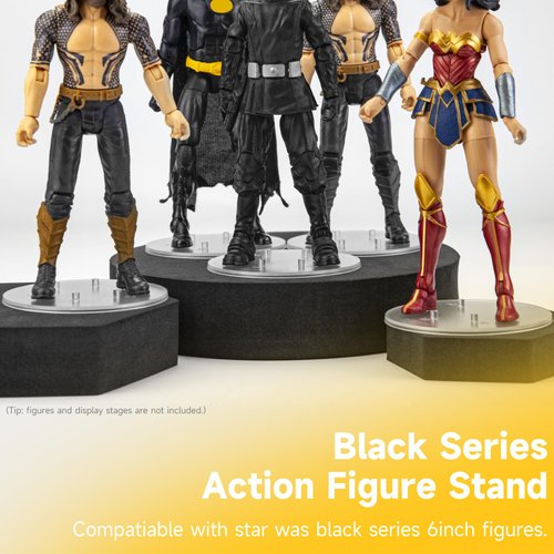 48Packs Star Was Black Series 6inch Action Figure Stand for Display, 1/12 Scale Clear Toy Figuras Support Stands Feet with Peg, Figures Organizer Bases Holder Collectibles Accessories - Multi-Pegs -