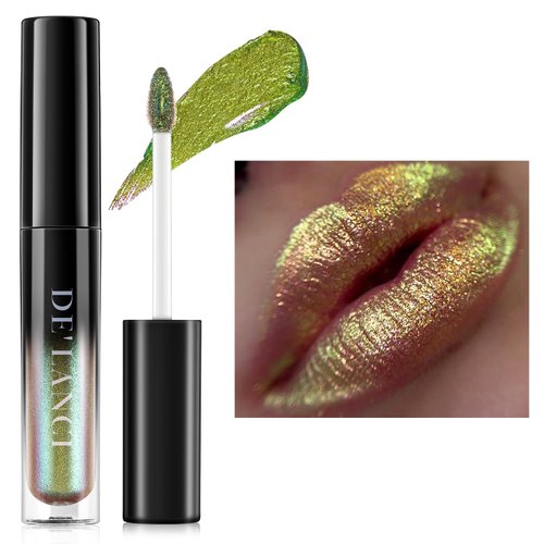 OYGCee Chameleon Lipstick Blue Green Color,Shimmer Metallic Colourful Lip Gloss for Women Girls Lips Makeup Gift,Hydrating Waterproof and Long Lasting Lip Stick Shiny,Talc-Free，#1