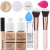 PHOERA Foundation,Full Coverage Foundation,PHOERA Primer,PHOERA Powder,PHOERA Concealer PHOERA Makeup Set, Kabuki Makeup Brushes Foundation Brush Powder,2 Makeup Sponge (104 Buff Beige + 105 Sand）