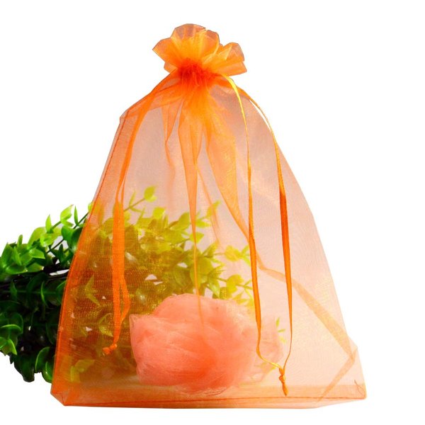 UHANGETH 100 Pcs 6x9 Inch Drawstring Organza Gift Bags Jewelry Party Wedding Favor Candy Christmas Pouches (Orange)