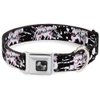 Dog Collar Seatbelt Buckle Punk Princess Heart Cross Bones Splatter Black White 16 to 23 Inches 1.5 Inch Wide