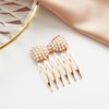 Aneneiceera Boho Pearl Hair Comb Barrette Gold Pearl Bow Hair Comb Clip Pearls Hair Barrette Decorative Headwear Bridal Hair Comb Pearl Wedding Headpieces Pearl Hair Accessories for Women and Girls