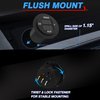 MICTUNING LED Digital Double Voltmeter, Round Panel Voltage Monitor Blue for Car Pickup RV Truck Dual Battery Pack
