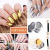 Silver Gold Mirror Chrome Nail Powder Metallic Holographic Nail Powder Chrome Powder Nails Chrome Powder Set Pigment Powder for Nails Mirror Nail Polish Nail Chrome Powder for Gel Nails