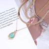 Allereyae Vintage Layered Turquoise Necklace Turquoise Pendant Necklace Blue Stone Bead Choker Necklace Gold Snake Herringbone Chain Necklace Jewelry for Women