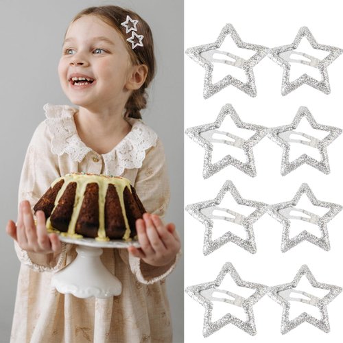 20 Pcs 1.26'' Star Hair Clips Snap, Non Slip Star Clips for Girls Women Star Hair Clips Y2K Accessories Silver Metal Hair Clips Star Hair Barrettes Star for Women Star Hair Clip, Sparkling Star